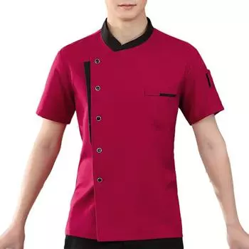 Куртка повара мужская, пальто повара, дружественная коже униформа повара с круглым вырезом, недорогие топы с коротким рукавом, одежда для выпечки и готовки, рабочая одежда m