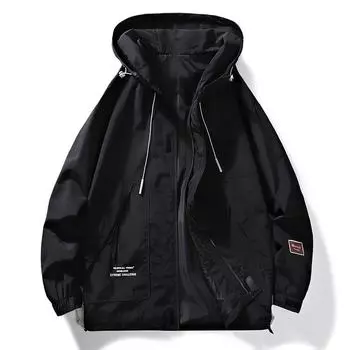 Куртка повседневная свободная мужская и женская парная спортивная с капюшоном ветрозащитная M