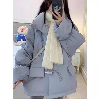 Куртка-пуховик Corner Buckle, женская зимняя, свободная, с воротником-стойкой S