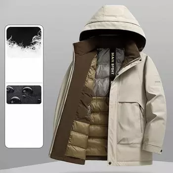 Куртка-пуховик для активного отдыха Мужская куртка с капюшоном Осень и зима Новая графеновая термосберегающая куртка-пуховик M