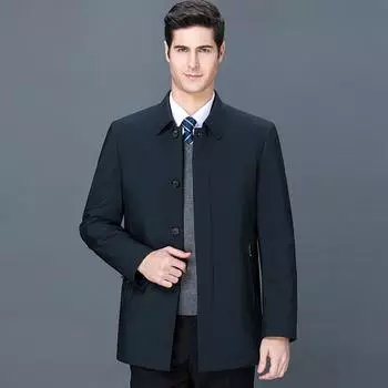 Куртка-пуховик для мужчин среднего возраста, подкладка из белого утиного пуха, свободные лацканы, утолщенная теплая куртка, наряд для папы 170