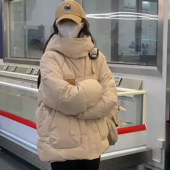 Куртка-пуховик из хлопка для девочек постарше, зима 202413, ученицы младших классов, девочки 15 лет, куртка-хлеб, стеганая куртка S (recommended 70-42.5 kg)