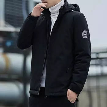 Куртка пуховик мужская короткая с капюшоном повседневная теплая зимняя куртка мужская M