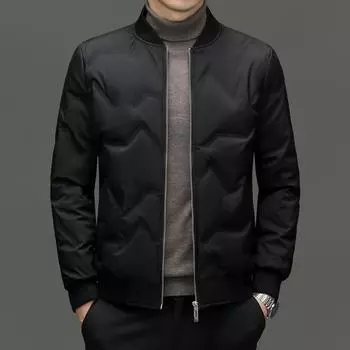 Куртка-пуховик с бейсбольным воротником, мужская зимняя куртка, повседневная, легкая, для пап среднего возраста, хлопковая одежда, утолщенная, деловая мужская одежда M