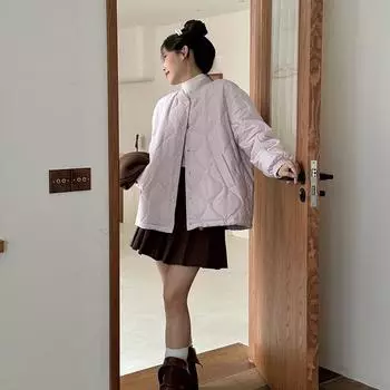 Куртка-пуховик с бейсбольным воротником женская короткая 2024 зимняя новая теплая маленькая легкая белая куртка-пуховик на утином пуху прилив One Size небесно-голубой