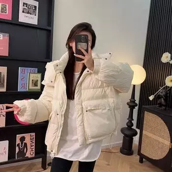 Куртка-пуховик с капюшоном для маленького человека, белая, женская, зимняя, 2024 года, модная, теплая, для маленького человека one size fits all фиолетовый