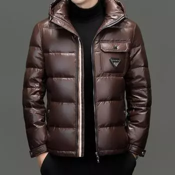 Куртка-пуховик с капюшоном для мужчин, зимняя новая блестящая модная куртка-пуховик для активного отдыха M