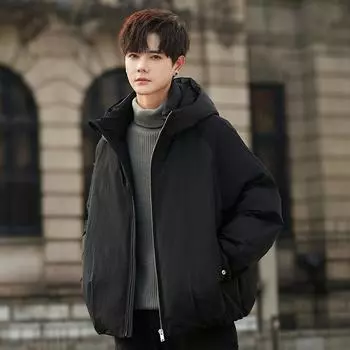 Куртка-пуховик с капюшоном Мужская куртка High Sense Light Bread Куртка-пуховик Зимняя одежда M чёрный