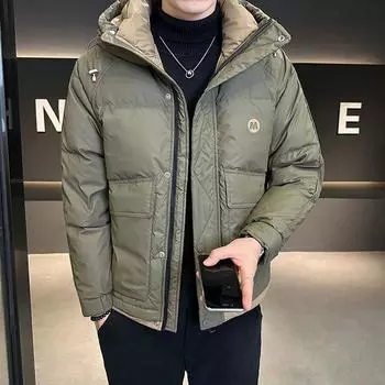 Куртка-пуховик с капюшоном, мужская утепленная, модная, зимняя, повседневная куртка L