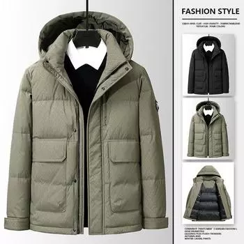 Куртка-пуховик с капюшоном мужская зимняя новая утолщенная горячая модная мужская теплая куртка мужская одежда M