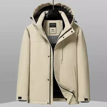 Куртка-пуховик с тремя защитными свойствами, мужская куртка с капюшоном, осенне-зимняя, новая, графеновая, термосберегающая куртка M бежевый