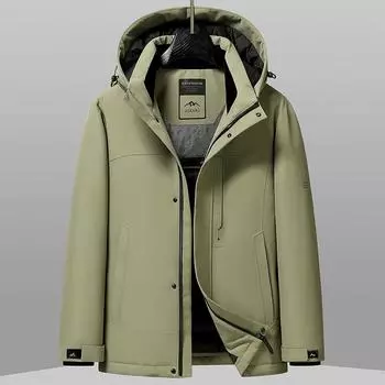 Куртка-пуховик с тремя защитными свойствами, мужская куртка с капюшоном, осенне-зимняя, новая, графеновая, термосберегающая куртка M бежевый