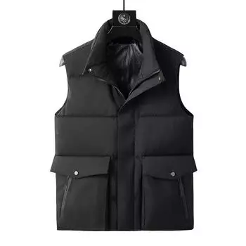 Куртка-пуховик, жилет мужской, жилет из белого утиного пуха, зимняя, толстая, теплая, с воротником-стойкой, без рукавов, повседневная куртка XXXXL