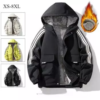 Куртка размера плюс 8XL Мужская куртка осень-зима плюс бархатная куртка большого размера свободная повседневная 8XL чёрный