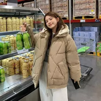 Куртка Real Shot, женская зимняя куртка 2023, модная свободная толстая теплая дизайнерская куртка с хлопковой подкладкой M