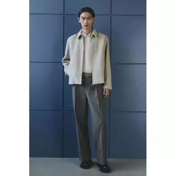 Куртка-рубашка из смеси шерсти HM Regular Fit бежевого цвета XS