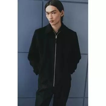 Куртка-рубашка из смеси шерсти HM Regular Fit, черная XS
