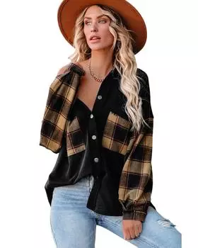 Куртка-рубашка свободного покроя Azura Exchange в клетку в стиле пэчворк M чёрный