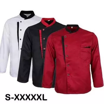 Куртка с длинным рукавом для шеф-повара ресторана, пальто для повара, мужская и женская кухонная одежда, униформа официанта для пекарни, кондитерских изделий XXXXL белый