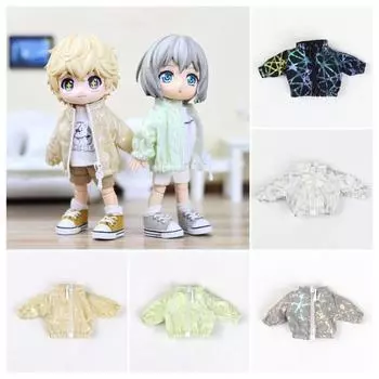 Куртка с длинными рукавами, солнцезащитная куртка для кукол, повседневная одежда, мини-пальто на молнии, аксессуары для кукол чёрный