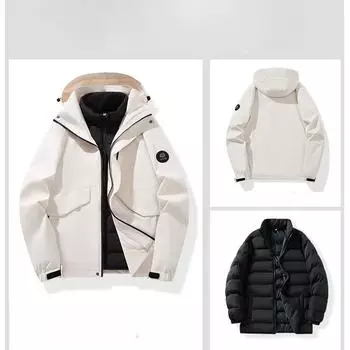 Куртка с хлопковой подкладкой, костюм для альпинизма «три в одном» для мужчин и женщин, двухкомпонентная хлопковая куртка, ветрозащитная, водонепроницаемая и теплая куртка M