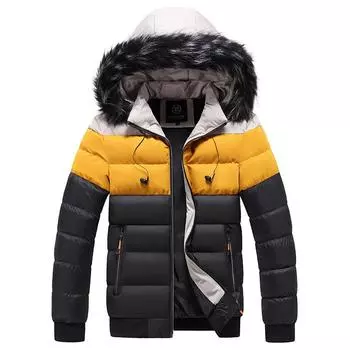 Куртка с хлопковой подкладкой, мужская зимняя куртка с капюшоном, мужская теплая куртка с хлопковой подкладкой, ветрозащитная, подходящая по цвету куртка с хлопковой подкладкой, для отдыха, преодоления трудностей L