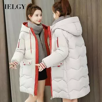 Куртка с хлопковой подкладкой средней длины в корейском стиле, свободная зимняя стеганая куртка, куртка-хлеб, пуховик IELGY S жёлтый