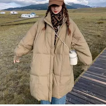 Куртка с хлопковой подкладкой, женская зимняя, новая, утолщенная, средней длины, хлопковая подкладка, теплое, свободное, большого размера, пальто Bread S серый