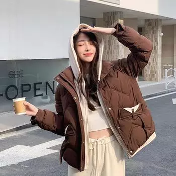 Куртка с хлопковой подкладкой, женские зимние парки с капюшоном, теплая короткая верхняя одежда, уличные пальто L