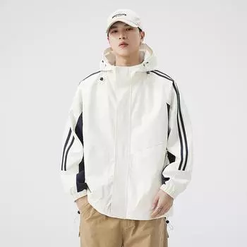 Куртка с капюшоном для активного отдыха, мужская, весенне-осенняя, водонепроницаемая, ветрозащитная, с карманами на молнии S