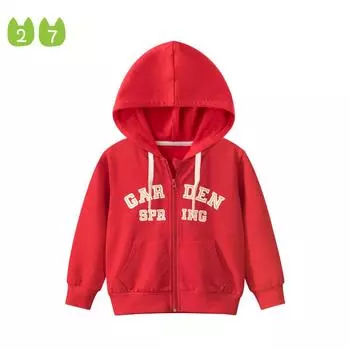 Куртка с капюшоном для девочек, новая весенняя детская одежда 2023, детский свитер, кардиган 90cm красный