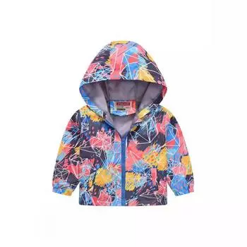 Куртка с капюшоном для мальчиков и девочек среднего и большого возраста с разноцветным принтом, легкие модели модных курток, детская одежда 120cm