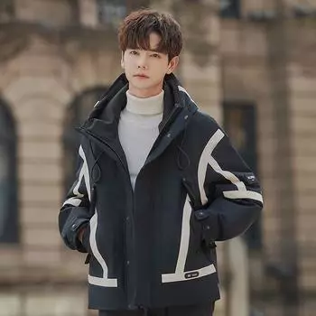 Куртка с капюшоном для мужчин, новая зимняя теплая куртка для мальчиков, утепленная куртка для активного отдыха M зелёный