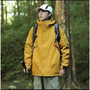 Куртка с капюшоном для осени и зимы, мужская и женская, три в одном, горная куртка, куртка для парных путешествий и альпинизма S чёрный