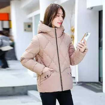 Куртка с капюшоном и хлопковой подкладкой, женская зимняя 2024, новая мода, большой размер, замедляющая старение, легкая и теплая куртка с хлопковой подкладкой L чёрный