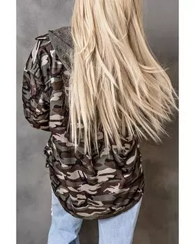 Куртка с капюшоном и камуфляжным принтом Azura Exchange M зелёный