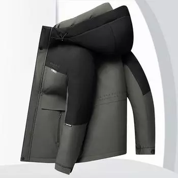 Куртка с капюшоном и тремя защитными свойствами, зимняя, новая, мужская, средней длины, с белым утиным пухом M