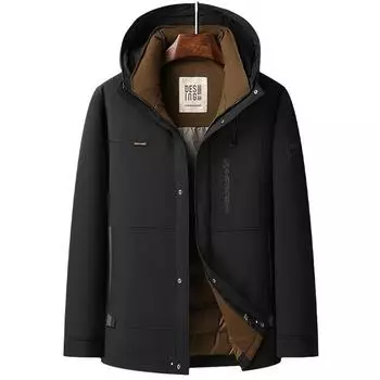 Куртка с капюшоном и тремя защитными свойствами, зимняя, новая, мужская, средней длины, с белым утиным пухом M