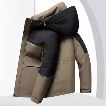 Куртка с капюшоном и тремя защитными свойствами, зимняя, новая, мужская, средней длины, с белым утиным пухом M