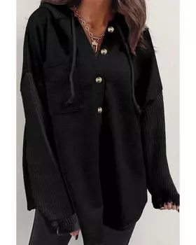 Куртка с капюшоном и трикотажными рукавами Azura Exchange S чёрный