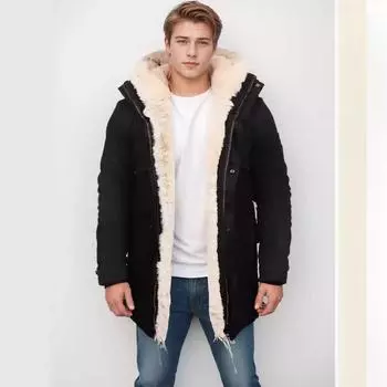 Куртка с капюшоном и встроенным мехом Pin Fur Утолщенная термокуртка M чёрный