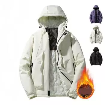 Куртка с капюшоном из хлопка для пар, ветрозащитная и водонепроницаемая куртка из хлопка для активного отдыха, спортивная куртка для походов, утолщенная куртка из хлопка Three Proof Assault XXXL чёрный