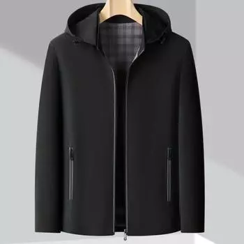 Куртка с капюшоном из шелка Mulberry, мужская, весна-осень, новая, деловая, повседневная, однотонная, свободного кроя, для папы, тонкий топ 170