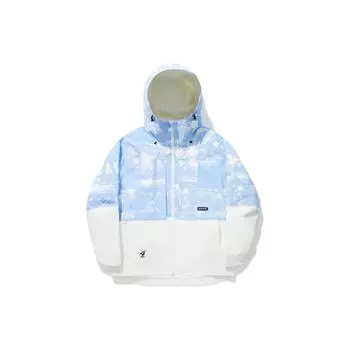 Куртка с капюшоном Li Ning Color Block, горнолыжная одежда, куртки унисекс, Aurora-Blue, Off-White AHXT009-2 L