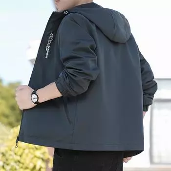 Куртка с капюшоном Мужская куртка Весенне-осенняя трендовая спортивная одежда Свободная повседневная куртка Мужской тренчкот M