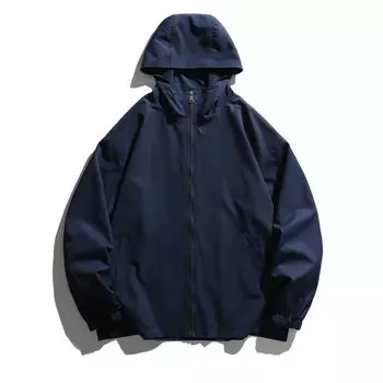 Куртка с капюшоном, мужская, новая, осенняя, простая, свободная, однотонная, ветровая, куртка для пар, модное многоцветное пальто M