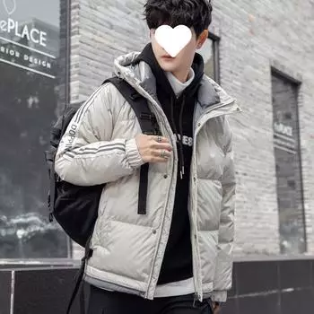 Куртка с капюшоном, мужская, новая зимняя повседневная зимняя одежда, теплые топы, студенческое красивое зимнее пальто L