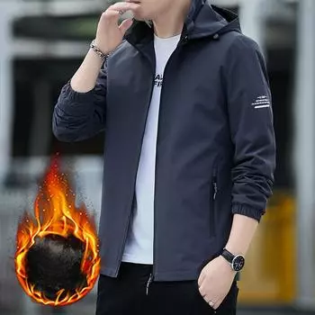 Куртка с капюшоном мужская осенне-зимняя новая корейская модная бархатная повседневная куртка рабочая одежда одежда для молодых мужчин M