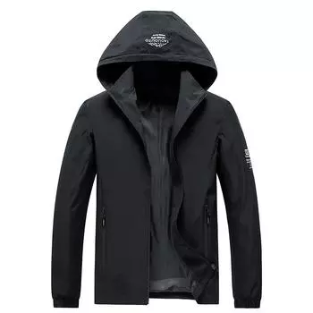 Куртка с капюшоном Мужская спринтерская куртка Мужская ветровка Куртка для спорта и отдыха на открытом воздухе XXXL чёрный