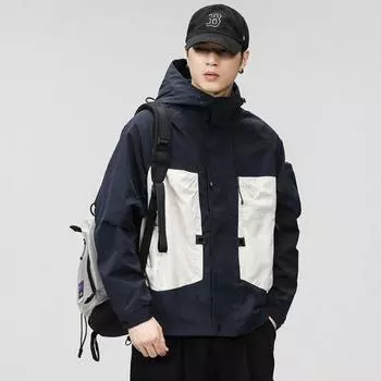 Куртка с капюшоном мужская свободная большого размера повседневная куртка для горной одежды модный бренд M темно-синий